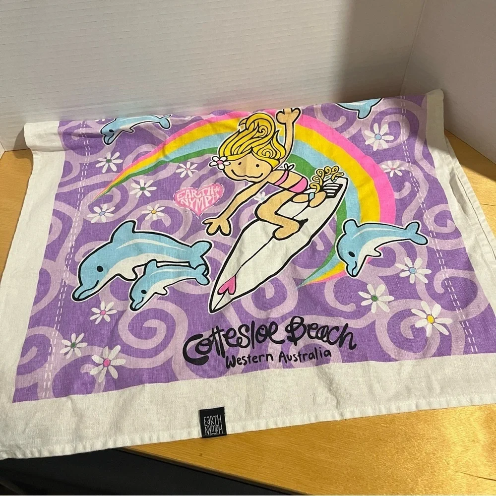 Earth Nymph Cottesloe Beach Australia Surfer Girl Travel Tea Dish Towel